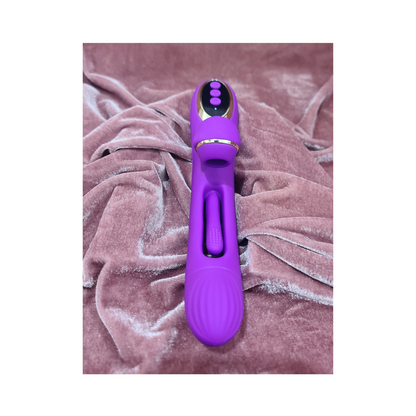 Vibrador estilo conejo con estimulador de vagina